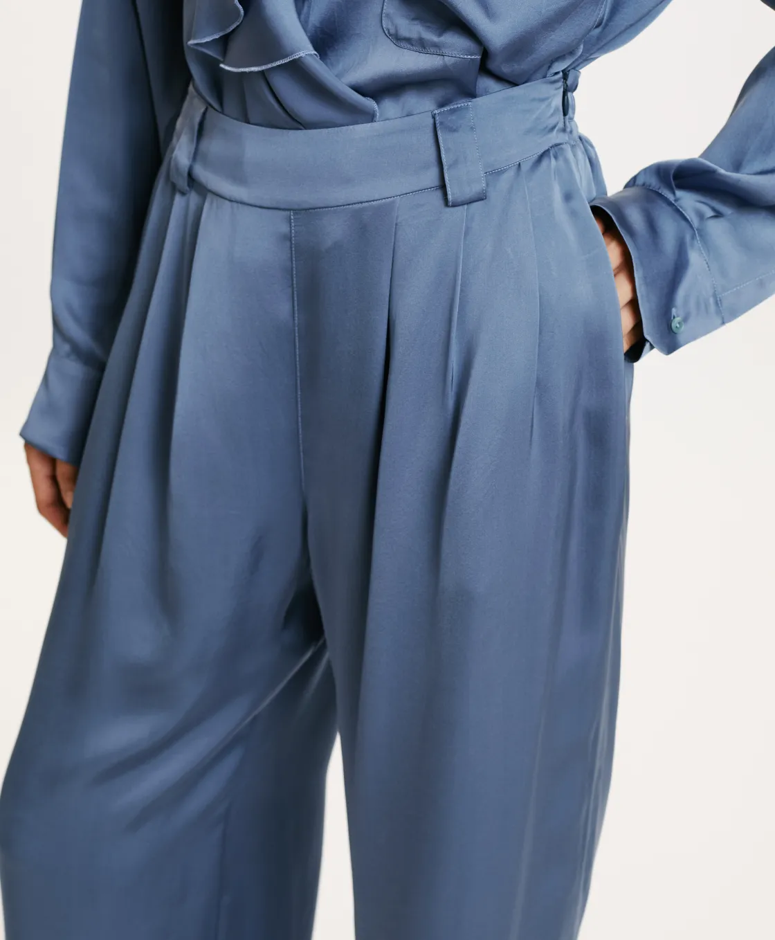 Momoni Costumes*PANTALONI LANZAROTE BIS 2 EN SOIE LAVÉE - PAPIER SUCRE PapierSucre