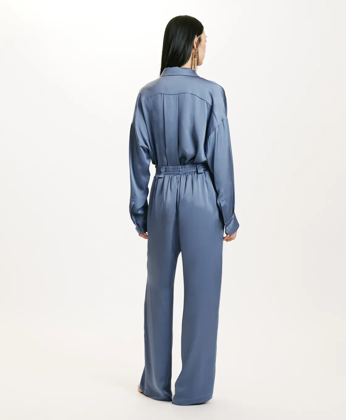 Momoni Costumes*PANTALONI LANZAROTE BIS 2 EN SOIE LAVÉE - PAPIER SUCRE PapierSucre