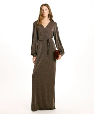 Momoni Robes*ROBE ALATERNO EN JERSEY LUREX - Cuivre