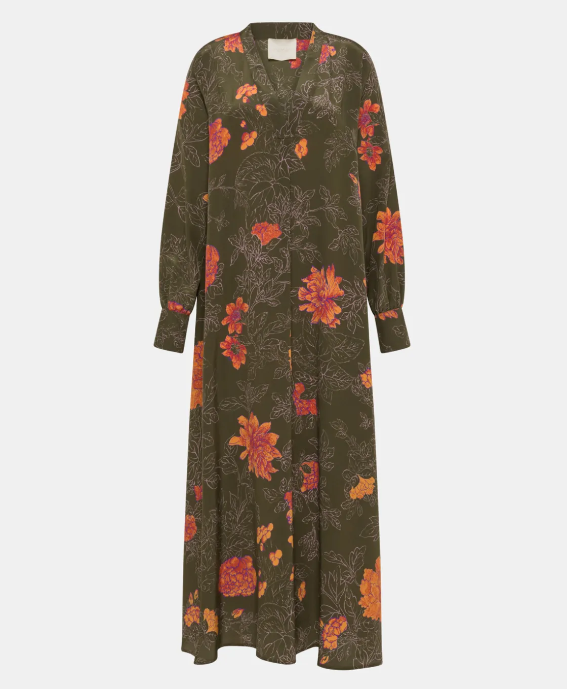 Momoni Robes*ROBE NAO EN CRÊPE DE CHINE IMPRIMÉ - Vert/Lilas