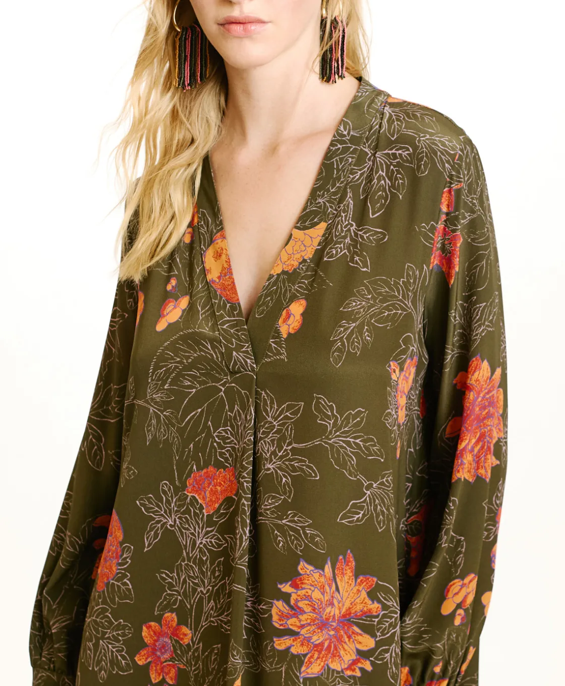 Momoni Robes*ROBE NAO EN CRÊPE DE CHINE IMPRIMÉ - Vert/Lilas