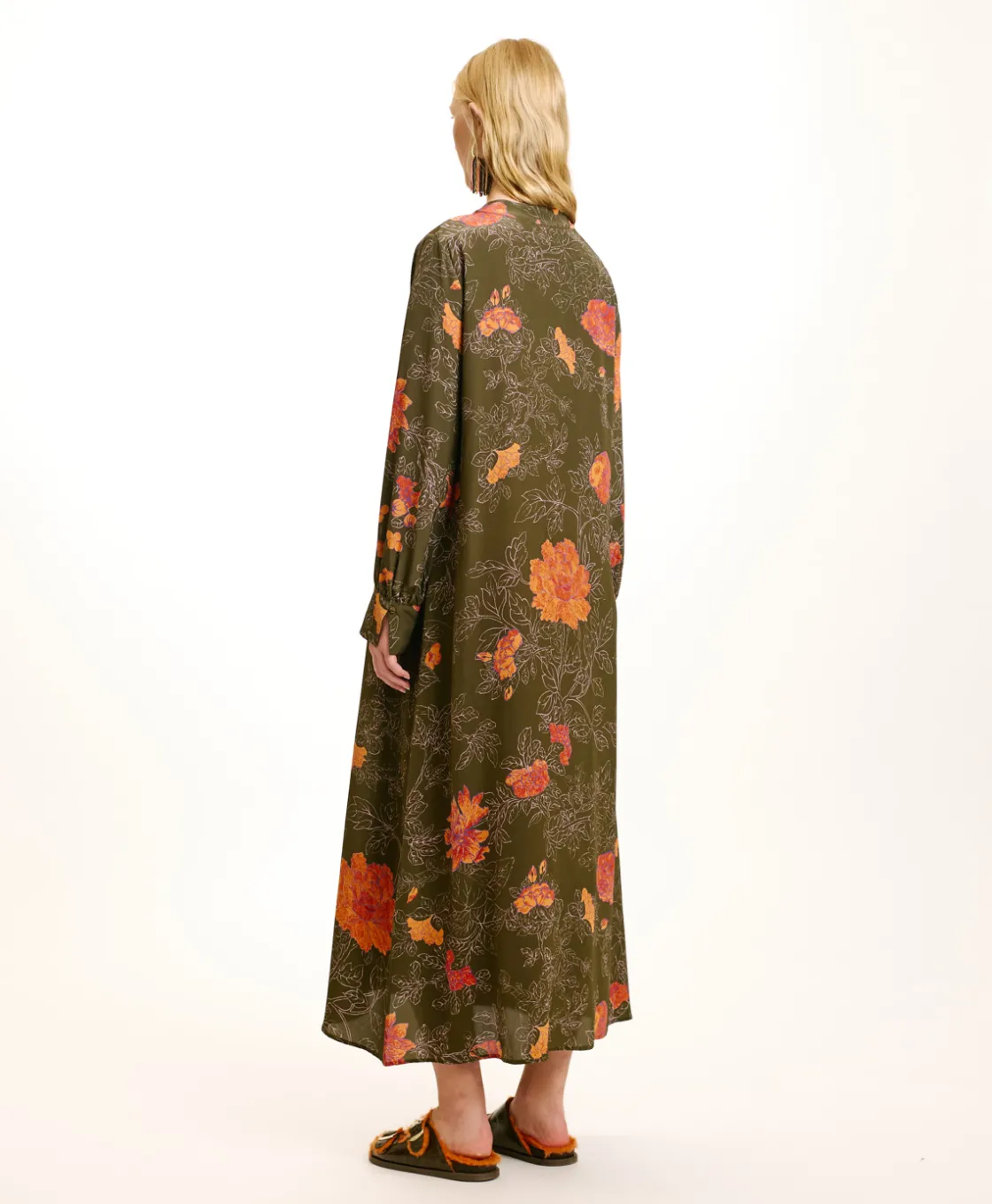 Momoni Robes*ROBE NAO EN CRÊPE DE CHINE IMPRIMÉ - Vert/Lilas