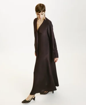Momoni Robes*ROBE TAIKI EN MÉLANGE DE SOIE CRÊPE - Prune
