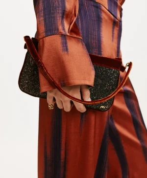 Momoni Sacs Et Pochettes*SAC KUROI BIS EN GLITTER AVEC VELOURS - Bronze/Cuir