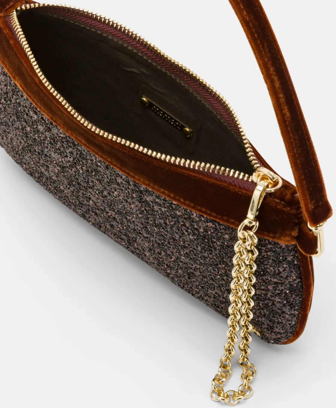 Momoni Sacs Et Pochettes*SAC KUROI BIS EN GLITTER AVEC VELOURS - Bronze/Cuir