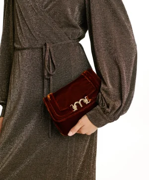 Momoni Sacs Et Pochettes*SAC MIMI' FLORE EN VELOURS LISSE - Cuir