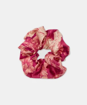 Momoni Accessoires Pour Cheveux*SCRUNCHIE EN SOIE IMPRIMÉ - FUCHSIA/CRÈME Fuchsia/Crème