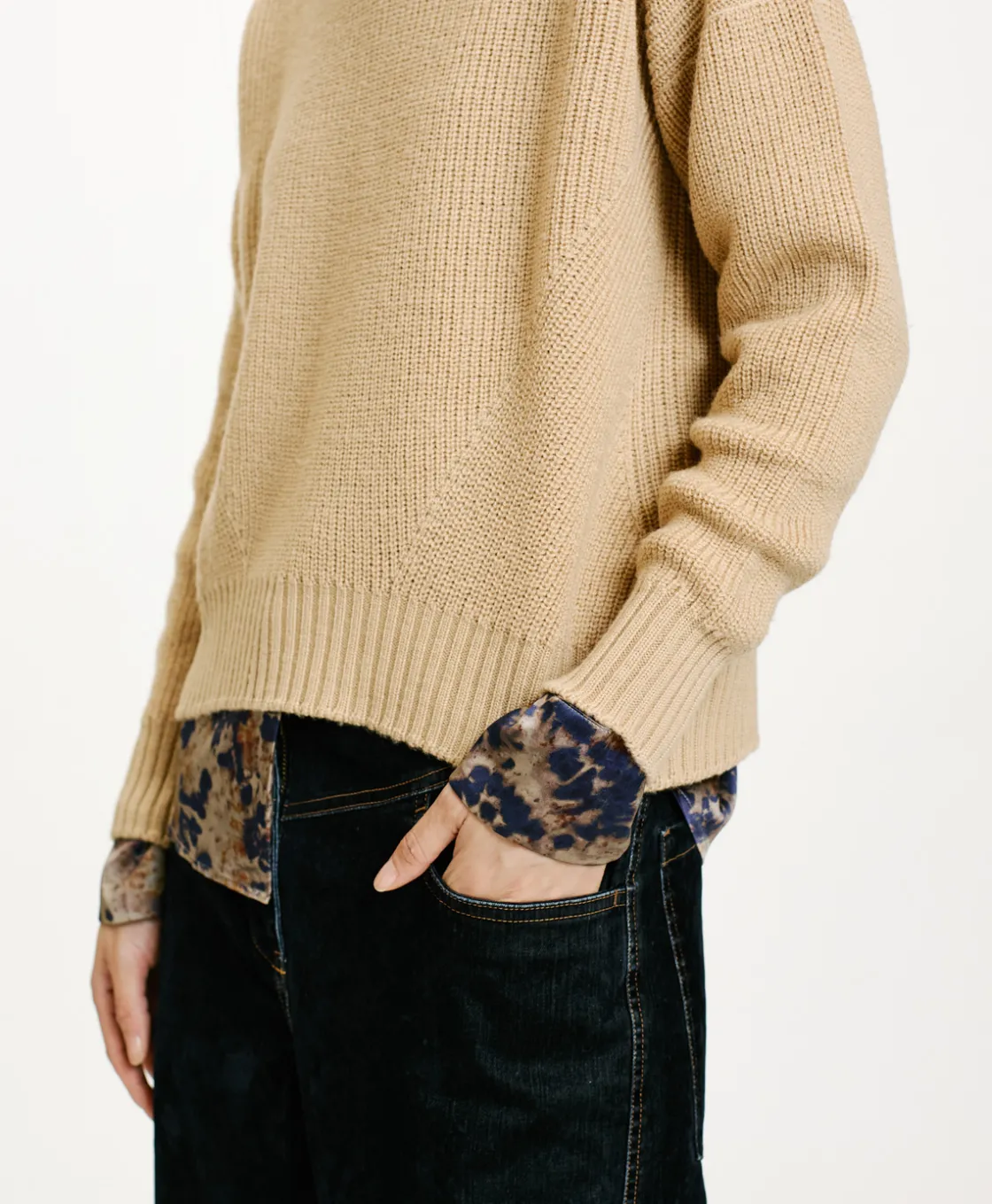 Momoni Mailles*TRICOT AKI À CÔTES EN LAINE MÉRINOS - CRÈME Crème