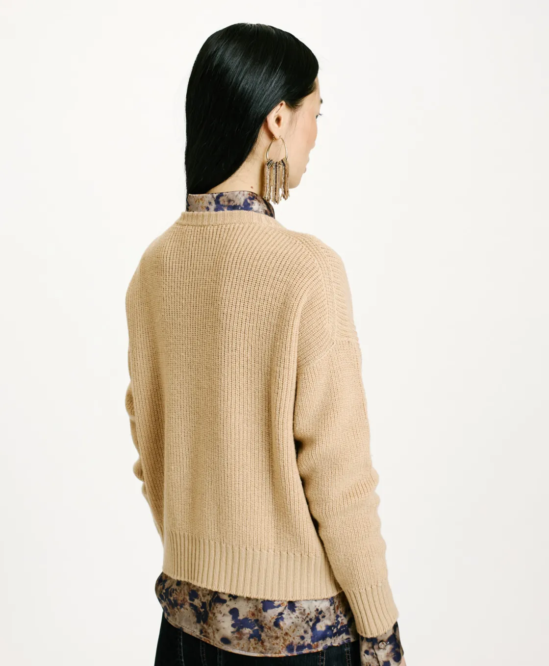 Momoni Mailles*TRICOT AKI À CÔTES EN LAINE MÉRINOS - CRÈME Crème