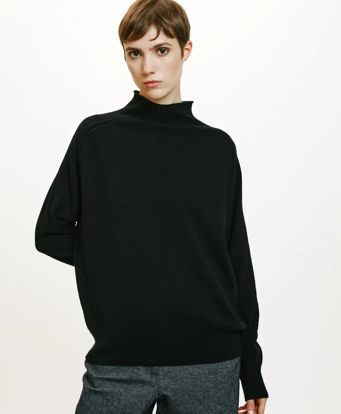 Momoni Mailles*TRICOT AMAYA EN LAINE MÉRINOS CACHEMIRE - Noir