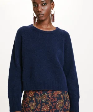 Momoni Mailles*TRICOT FLAVIEN EFFET JERSEY UNI - Encre