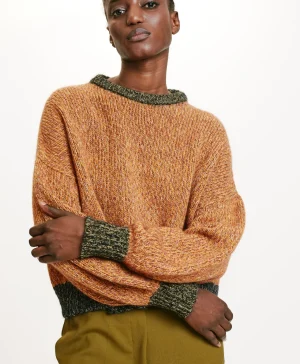 Momoni Mailles*TRICOT HEBI MOULINÉ COLOR BLOCK - MULTICOLORE ORANGE MulticoloreOrange