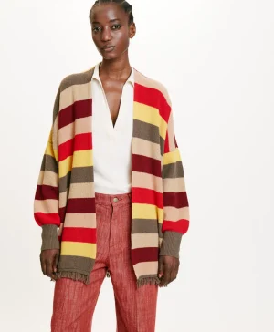 Momoni Mailles*TRICOT HOKKAIDO À RAYURES MULTICOLORES - ROUGE MULTICOLORE RougeMulticolore