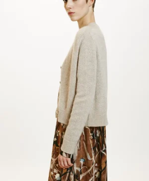 Momoni Mailles*TRICOT JIRO EN MOHAIR MÉLANGE LUREX - CRÈME Crème