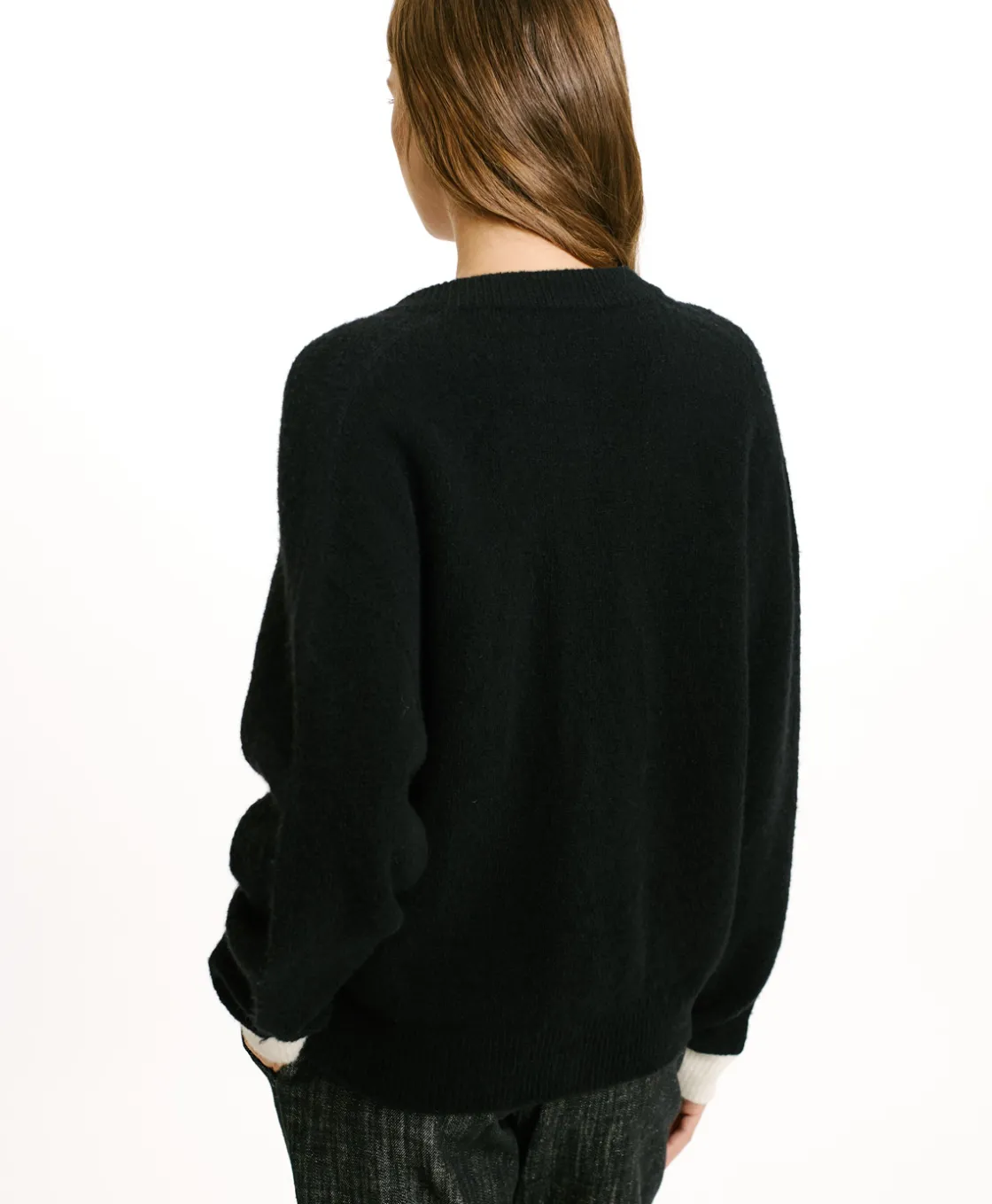 Momoni Mailles*TRICOT KAERU EFFET JERSEY COLOR BLOCK - Noir