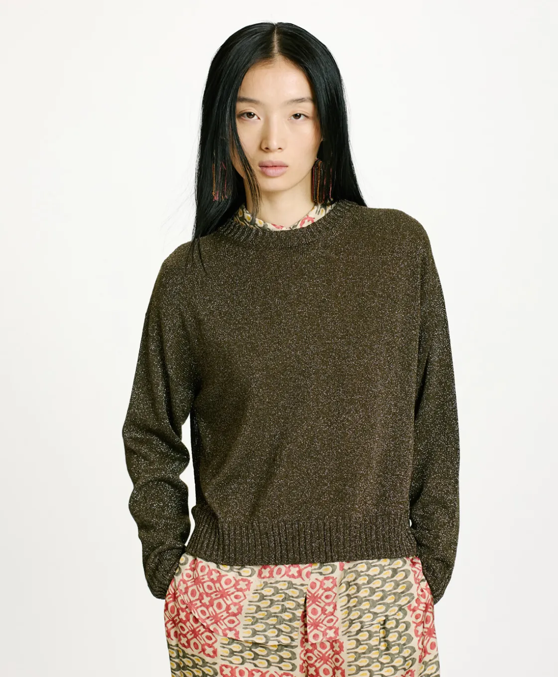 Momoni Mailles*TRICOT KARASU EN LUREX - Algue