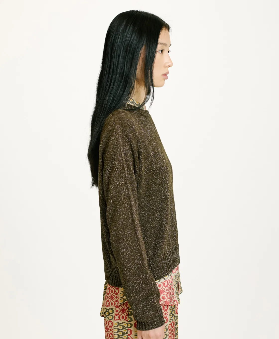 Momoni Mailles*TRICOT KARASU EN LUREX - Algue