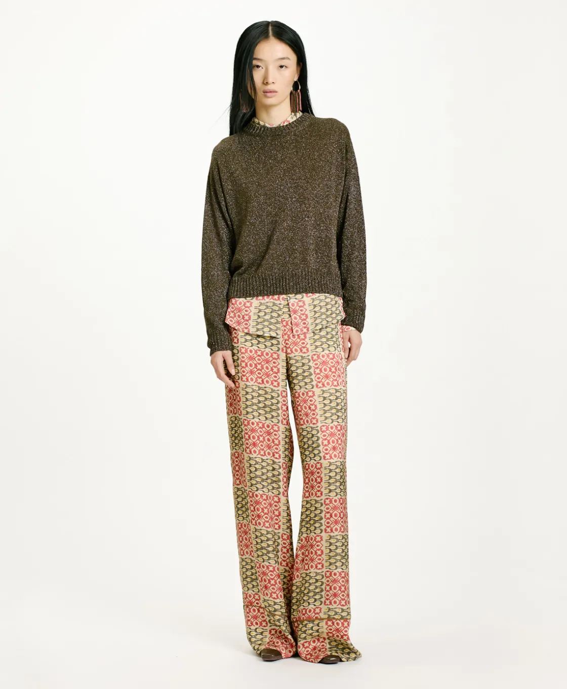 Momoni Mailles*TRICOT KARASU EN LUREX - Algue