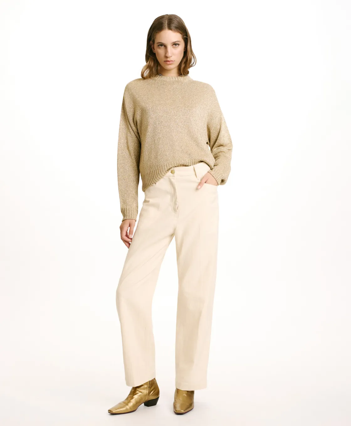 Momoni Mailles*TRICOT KARASU EN LUREX - Or