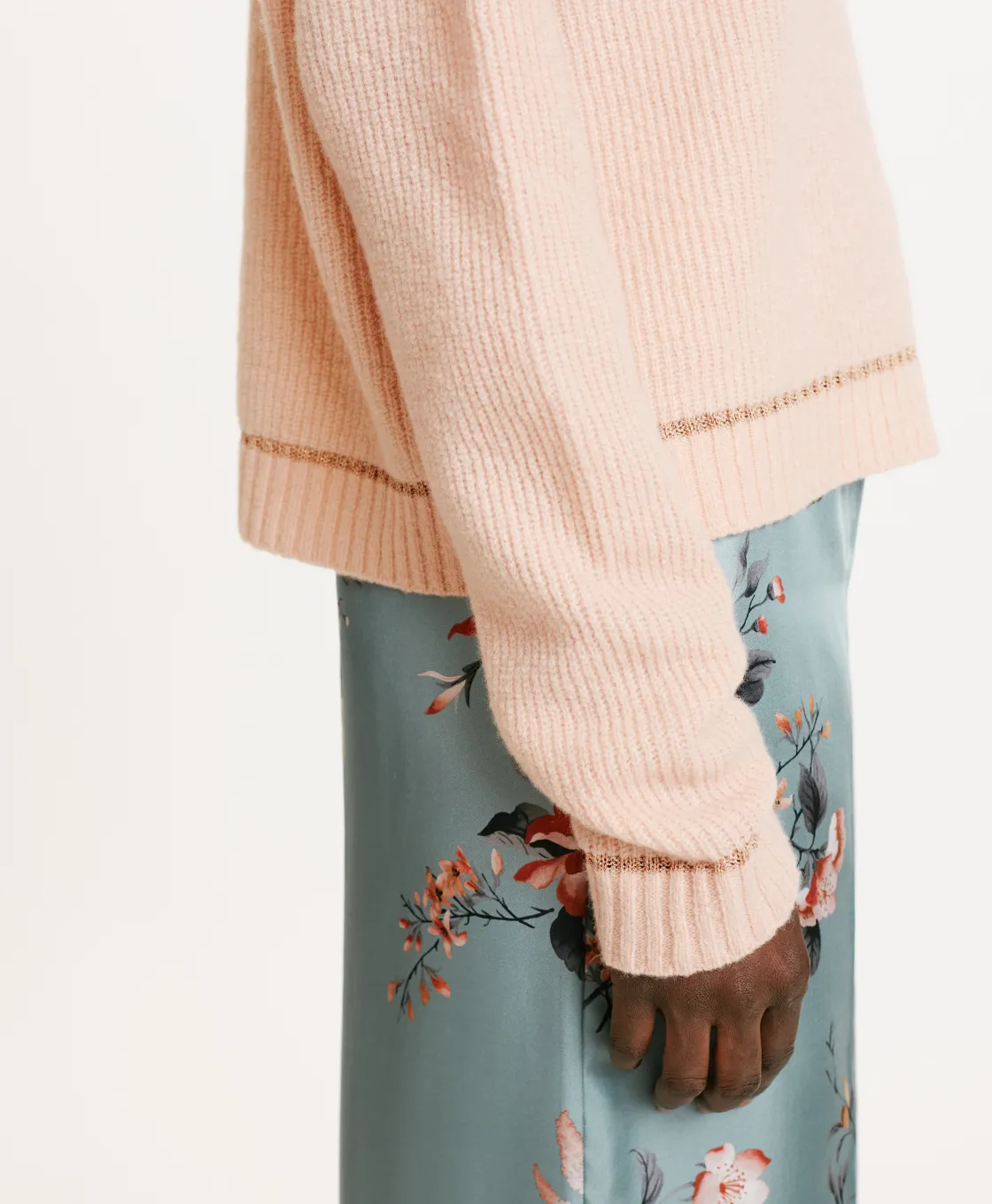 Momoni Mailles*TRICOT KARASU POINT D’ÉPI STRETCH - ROSE ANTIQUE RoseAntique