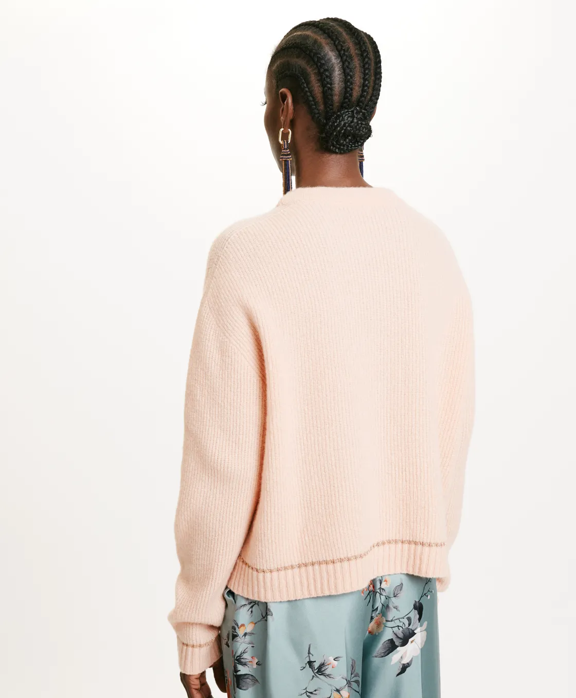 Momoni Mailles*TRICOT KARASU POINT D’ÉPI STRETCH - ROSE ANTIQUE RoseAntique