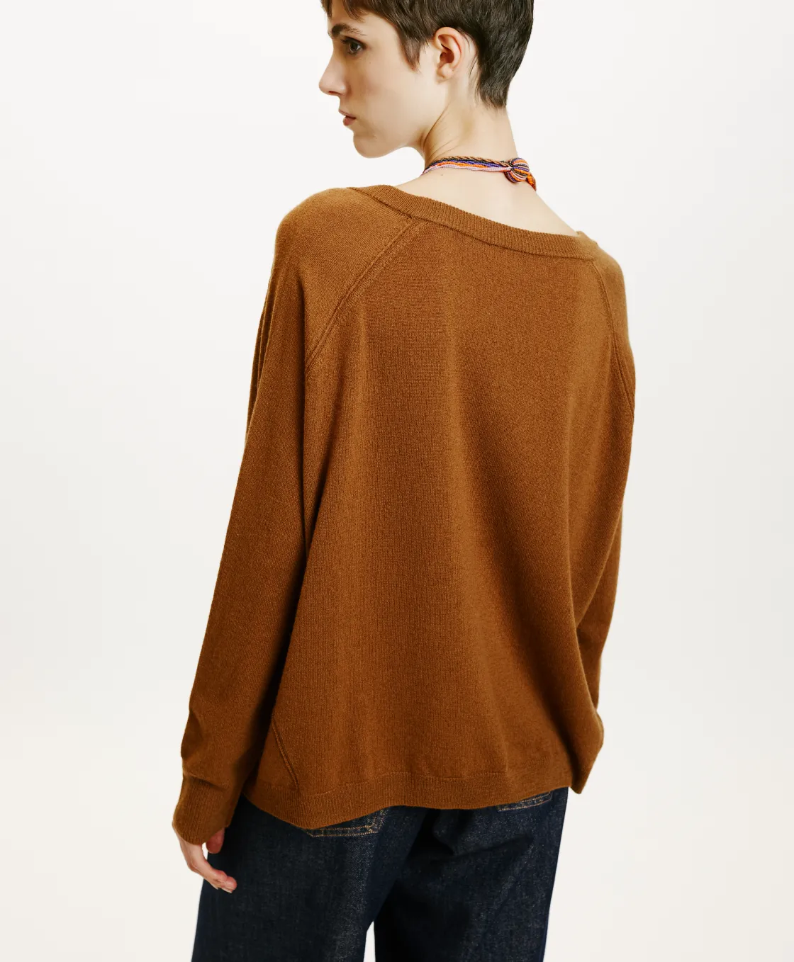 Momoni Mailles*TRICOT KIMI EN LAINE MÉRINOS CACHEMIRE - Tabac