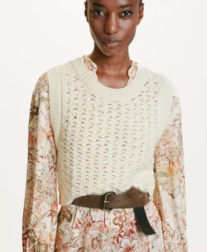 Momoni Mailles*TRICOT KITSUNE POINT DENTELLE - CRÈME Crème