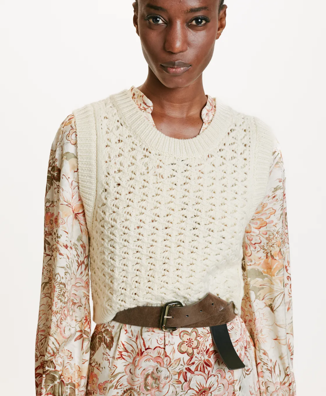 Momoni Mailles*TRICOT KITSUNE POINT DENTELLE - CRÈME Crème