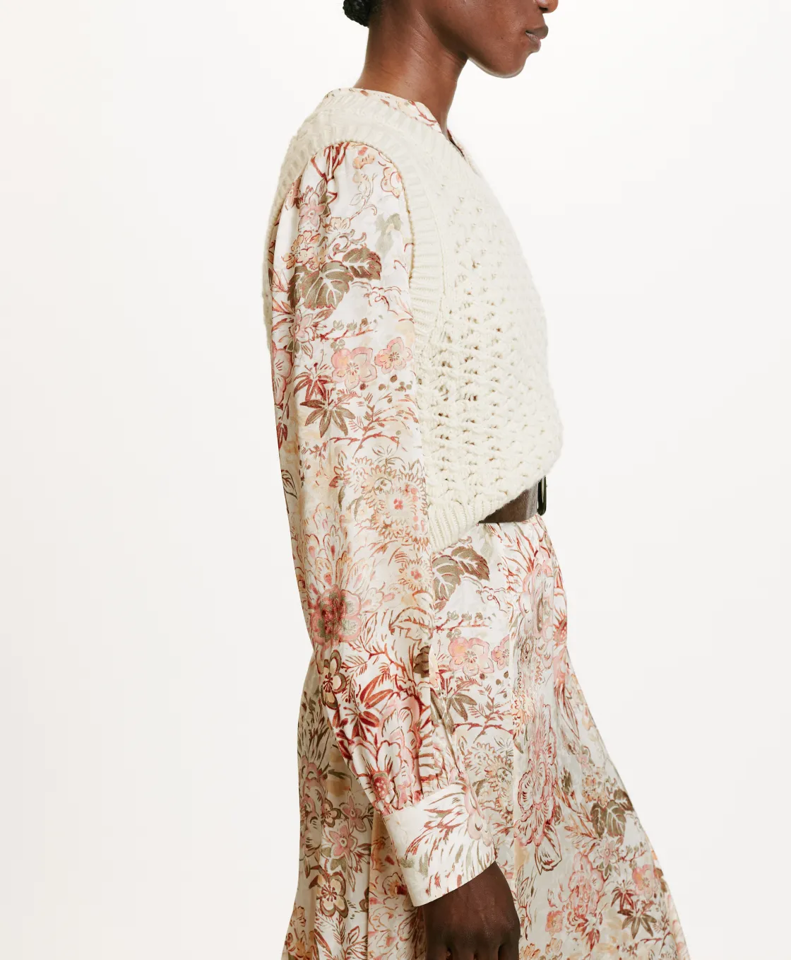 Momoni Mailles*TRICOT KITSUNE POINT DENTELLE - CRÈME Crème