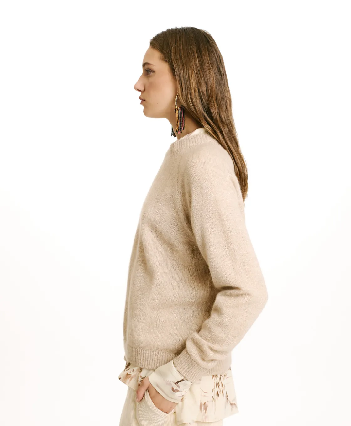 Momoni Mailles*TRICOT KYO EN MOHAIR MÉLANGE LUREX - CRÈME Crème