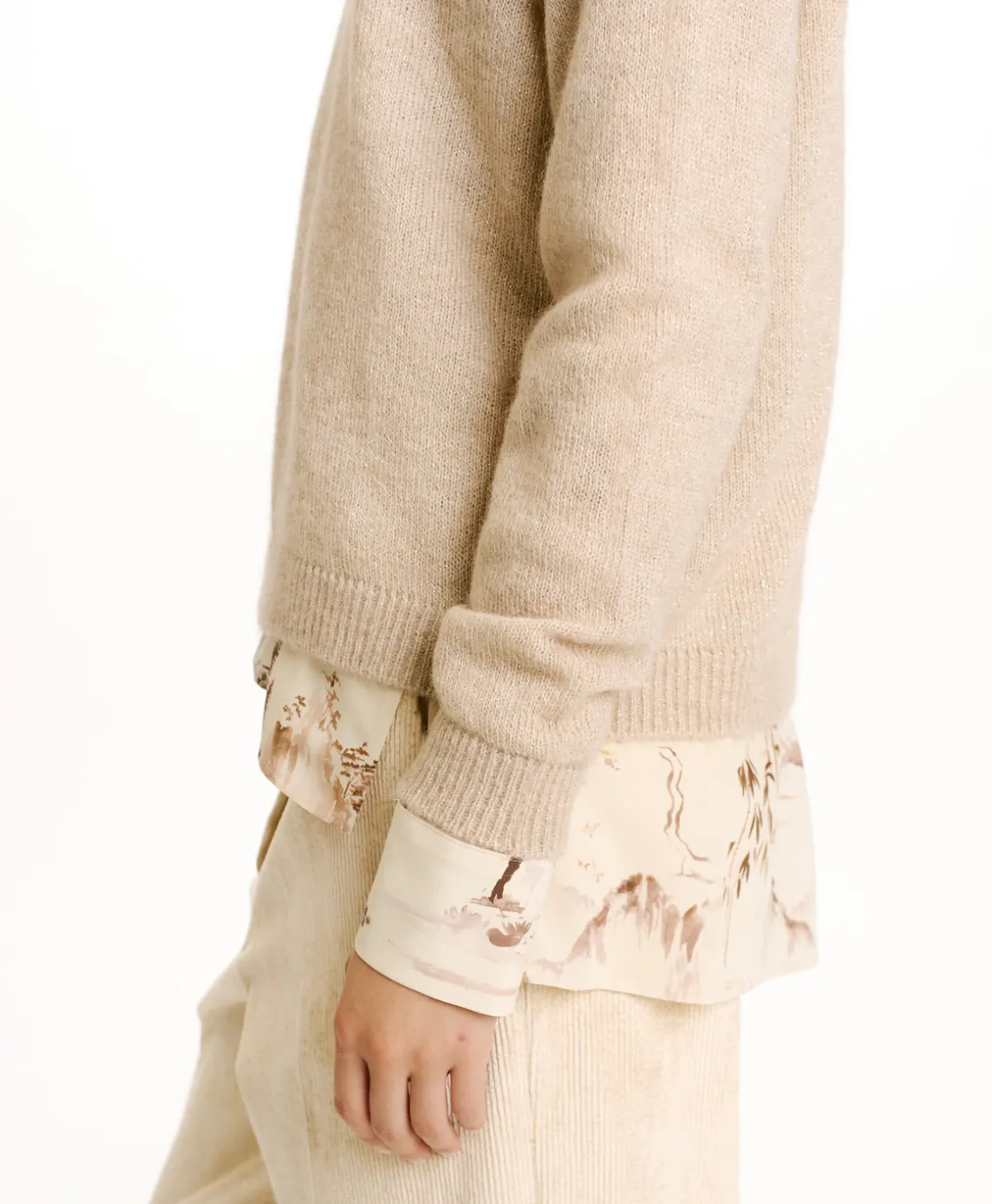 Momoni Mailles*TRICOT KYO EN MOHAIR MÉLANGE LUREX - CRÈME Crème