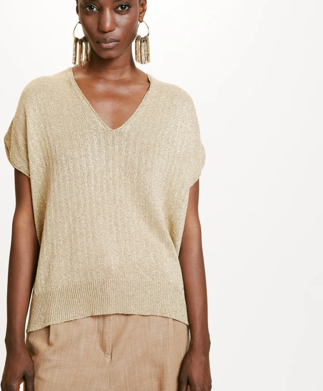 Momoni Mailles*TRICOT MOE EN LUREX - Or