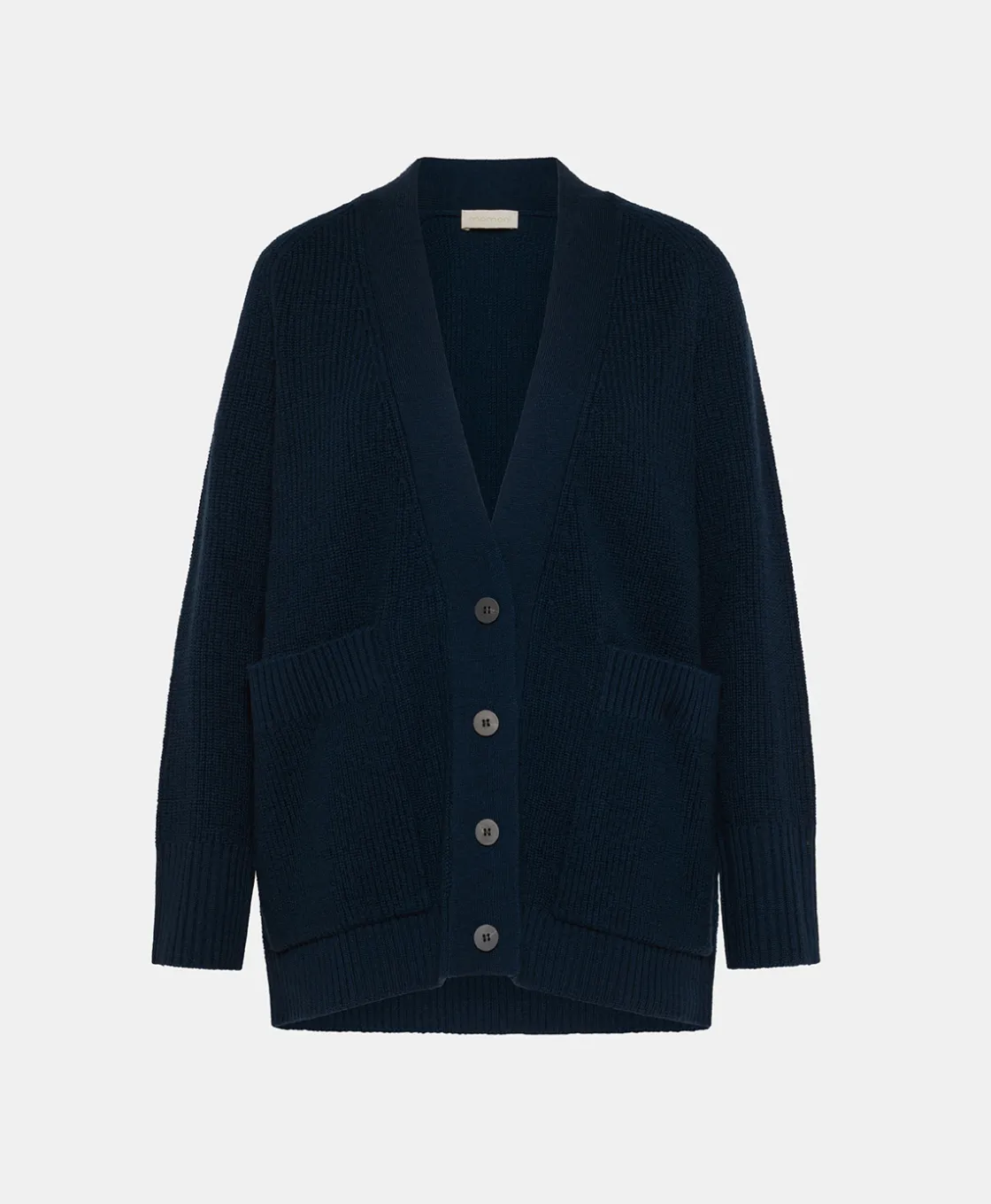 Momoni Mailles*TRICOT NATSU À CÔTES EN LAINE MÉRINOS - Bleu