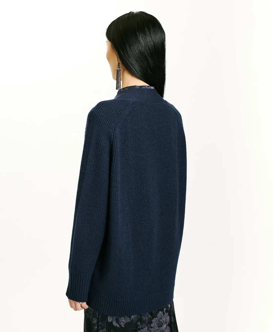 Momoni Mailles*TRICOT NATSU À CÔTES EN LAINE MÉRINOS - Bleu