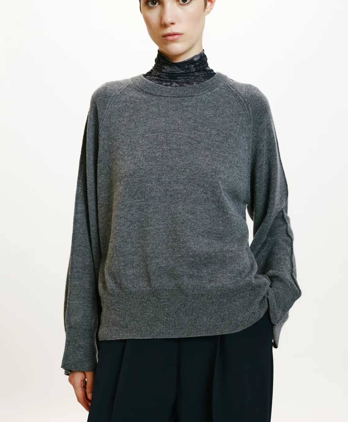 Momoni Mailles*TRICOT ODINO EN LAINE MÉRINOS CACHEMIRE - Gris