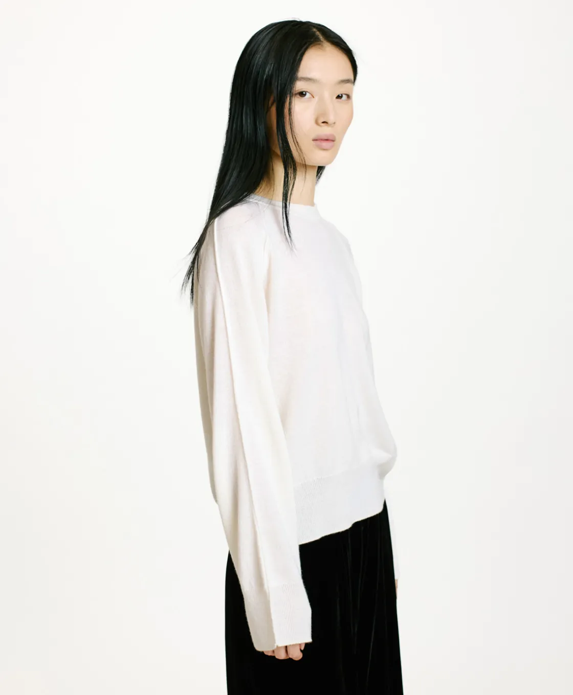 Momoni Mailles*TRICOT ODINO EN LAINE MÉRINOS CACHEMIRE - CRÈME Crème