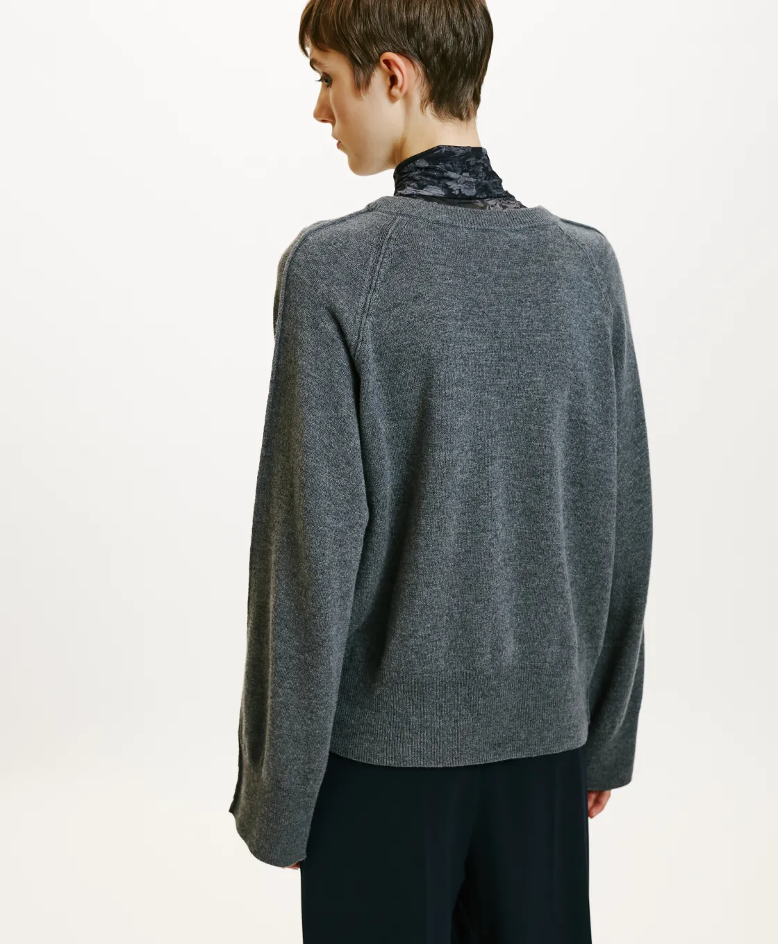 Momoni Mailles*TRICOT ODINO EN LAINE MÉRINOS CACHEMIRE - Gris