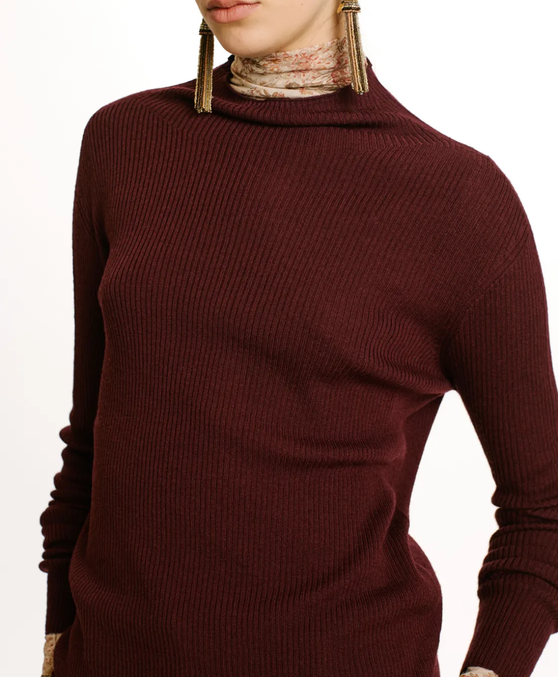 Momoni Mailles*TRICOT TORA EN LAINE MÉRINOS - MOÛT DE RAISIN MoûtdeRaisin