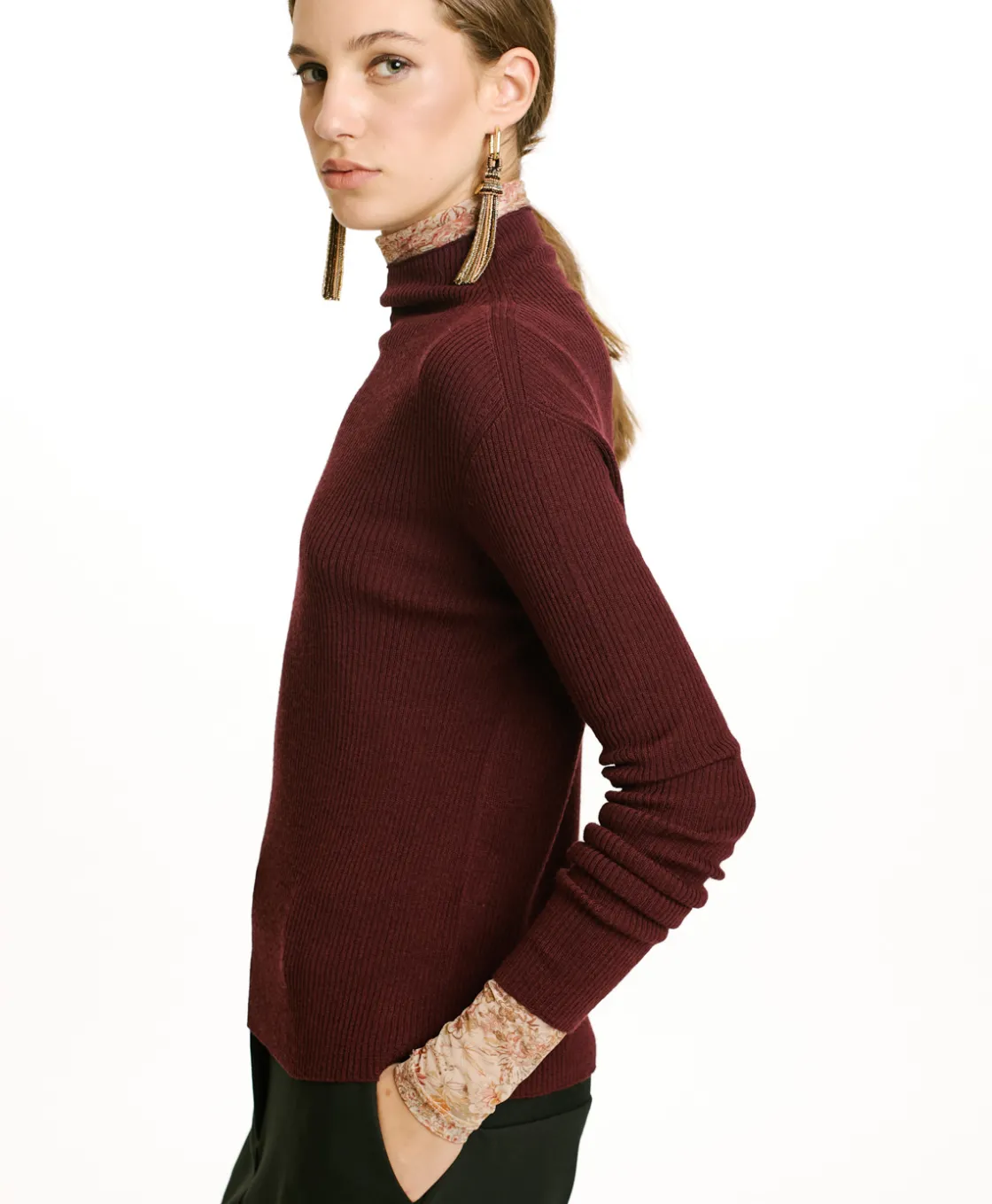 Momoni Mailles*TRICOT TORA EN LAINE MÉRINOS - MOÛT DE RAISIN MoûtdeRaisin