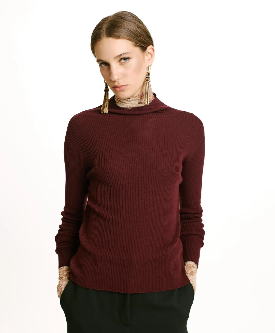 Momoni Mailles*TRICOT TORA EN LAINE MÉRINOS - MOÛT DE RAISIN MoûtdeRaisin