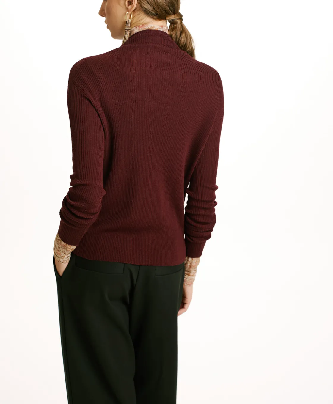 Momoni Mailles*TRICOT TORA EN LAINE MÉRINOS - MOÛT DE RAISIN MoûtdeRaisin