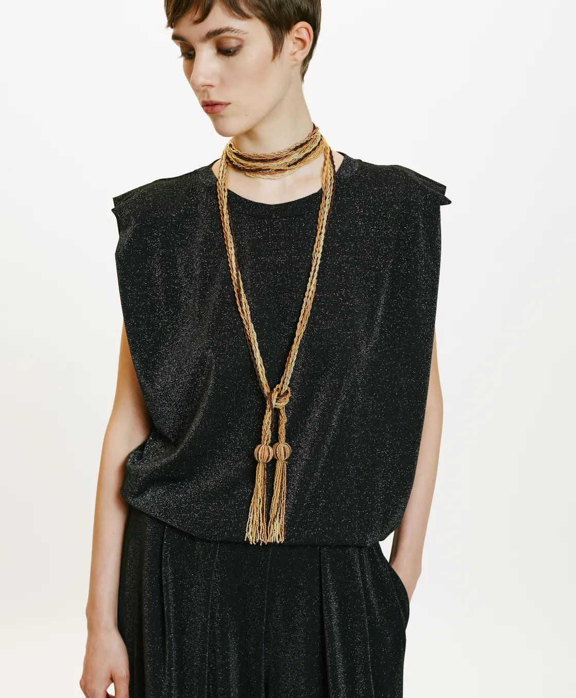 Momoni Tops Et T-Shirts*TSHIRT ENNA EN JERSEY LUREX - GRIS CHARBON GrisCharbon