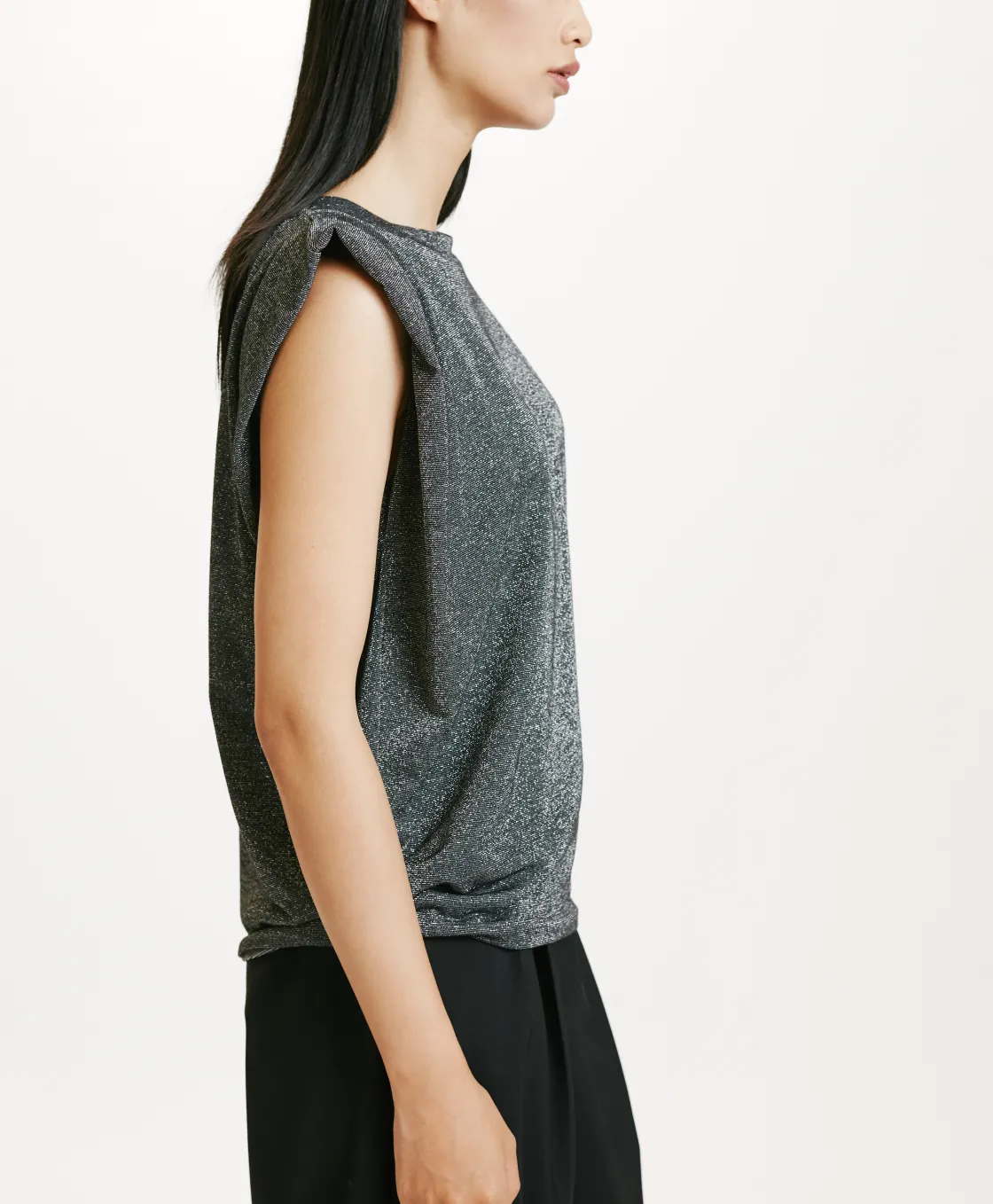 Momoni Tops Et T-Shirts*TSHIRT ENNA EN JERSEY LUREX - GRIS FONCÉ GrisFoncé