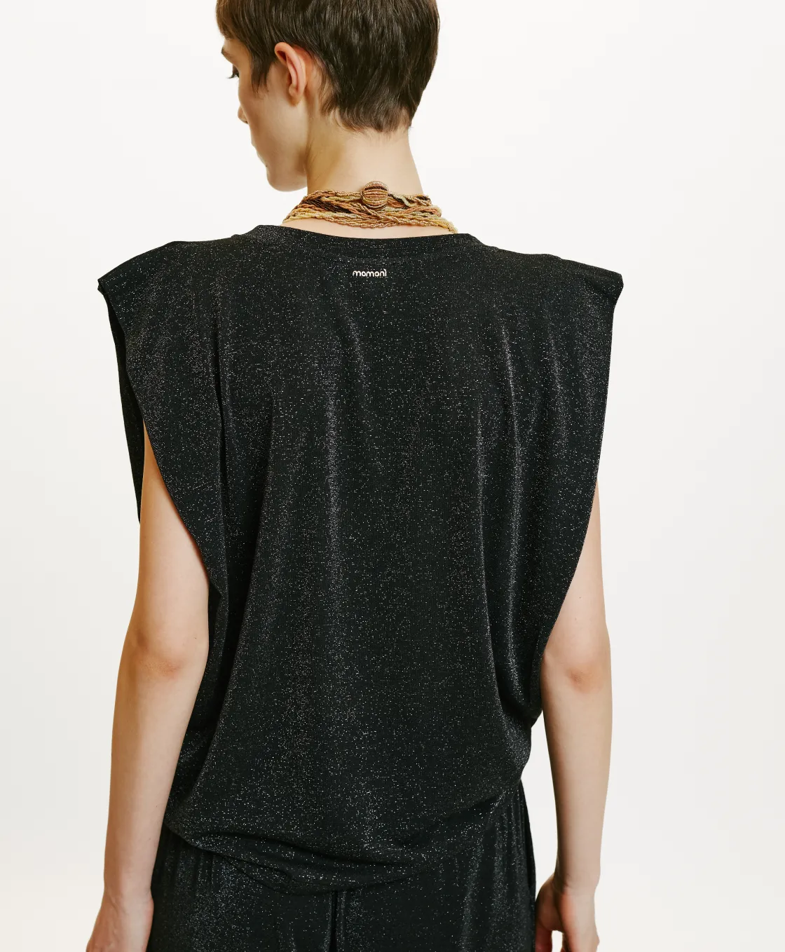 Momoni Tops Et T-Shirts*TSHIRT ENNA EN JERSEY LUREX - GRIS CHARBON GrisCharbon