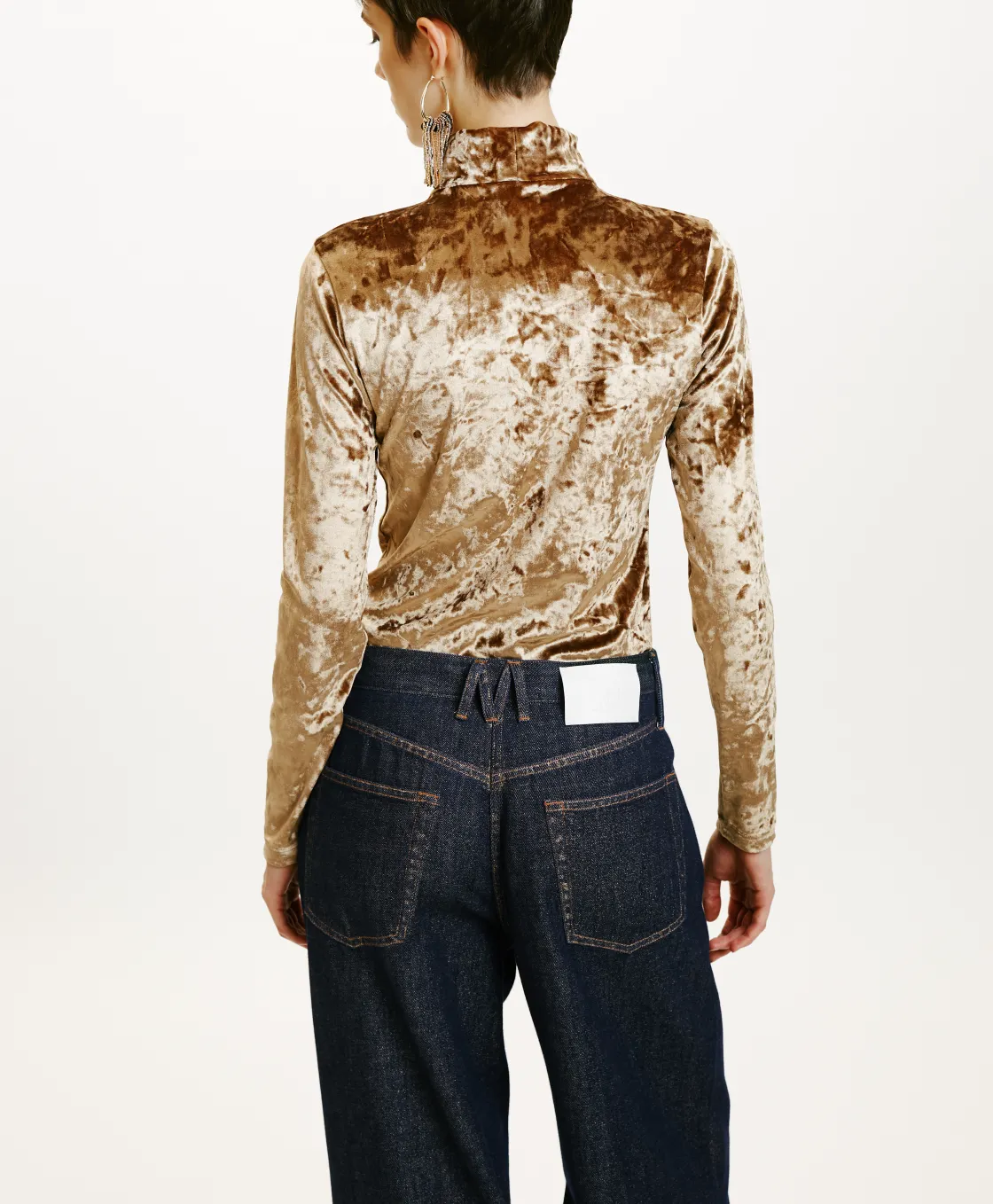 Momoni Tops Et T-Shirts*T-SHIRT INE EN VELOURS STRETCH - Taupe