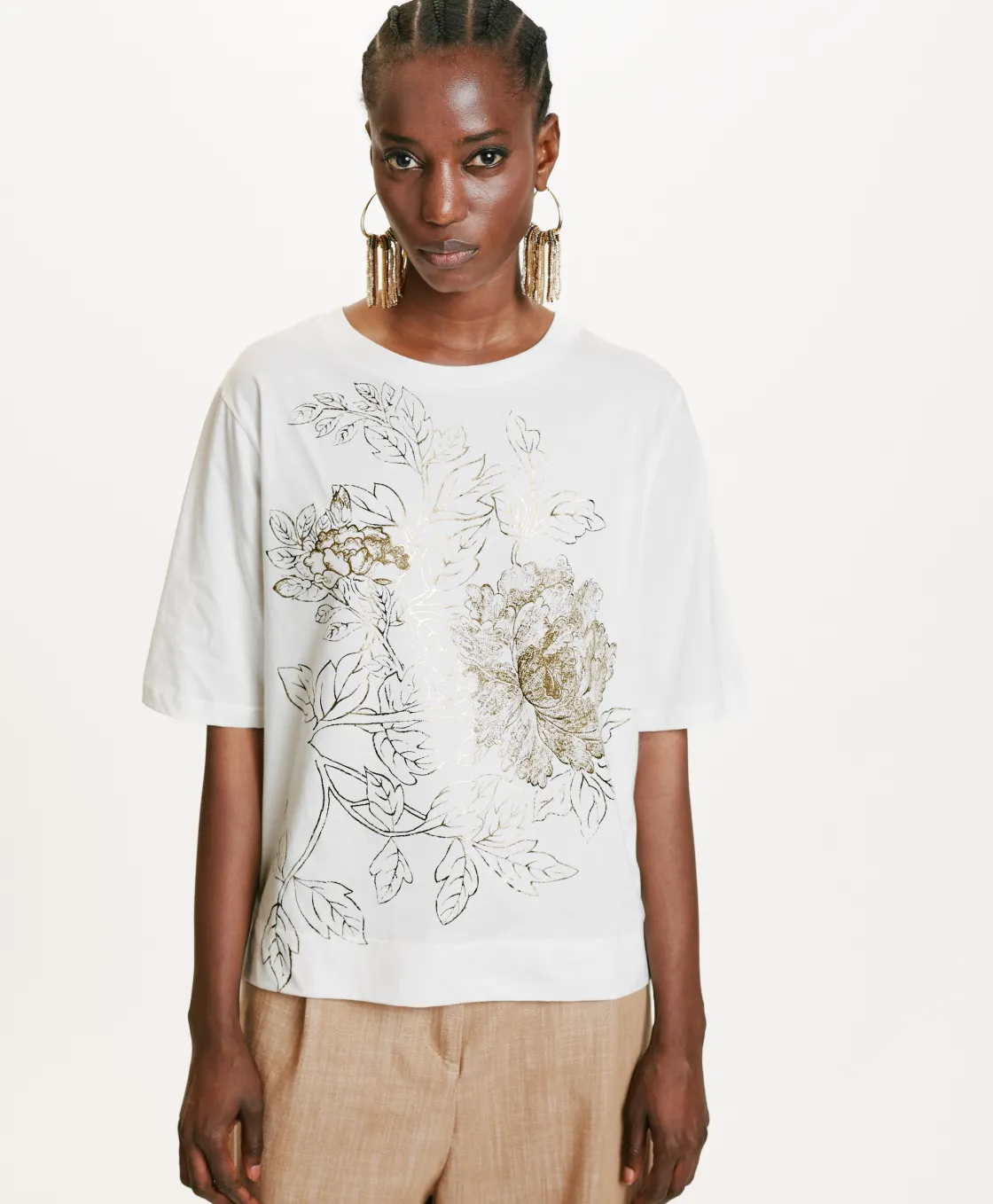 Momoni Tops Et T-Shirts*T-SHIRT IA EN JERSEY IMPRIMÉ LAMINÉ - Or