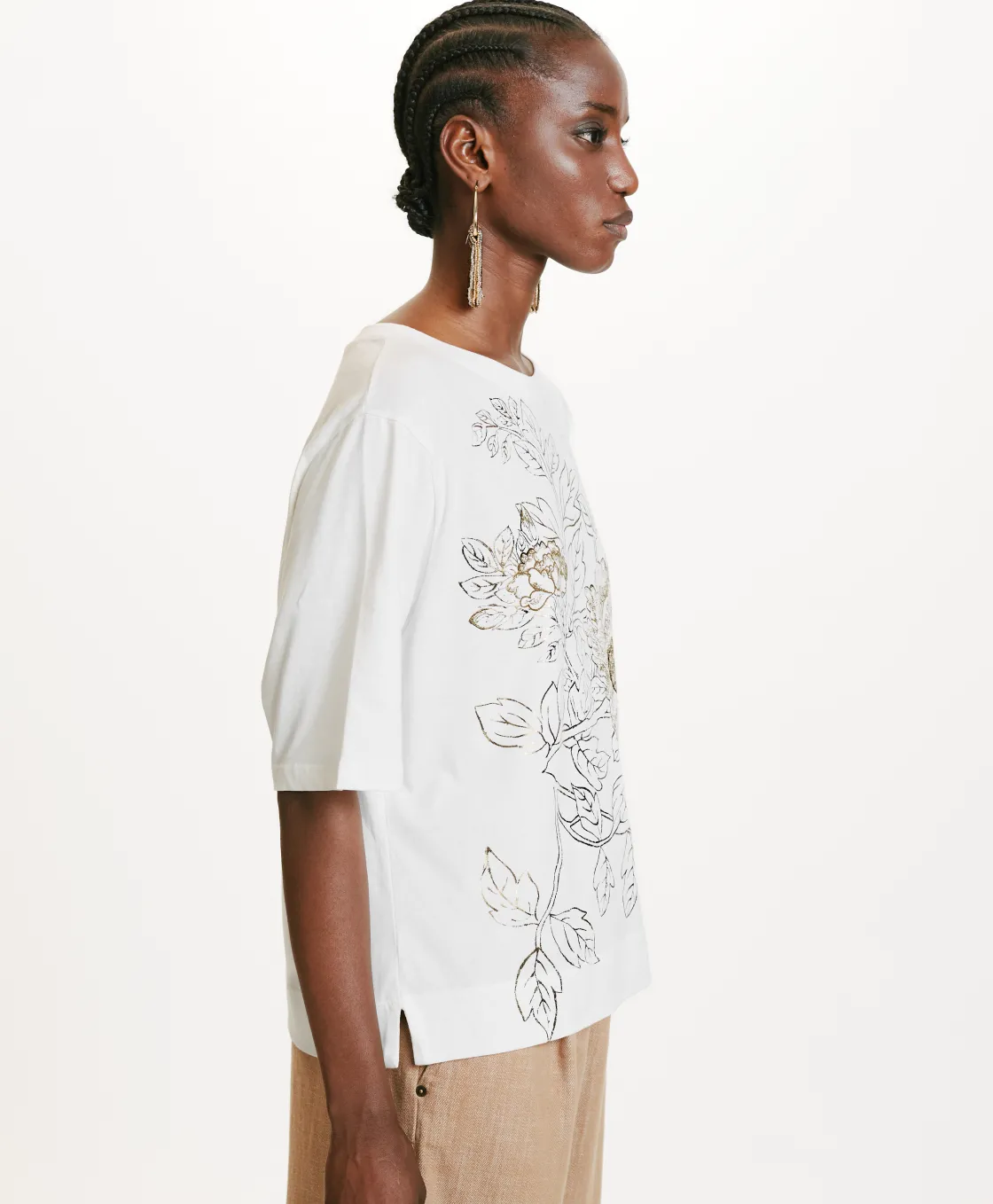 Momoni Tops Et T-Shirts*T-SHIRT IA EN JERSEY IMPRIMÉ LAMINÉ - Or