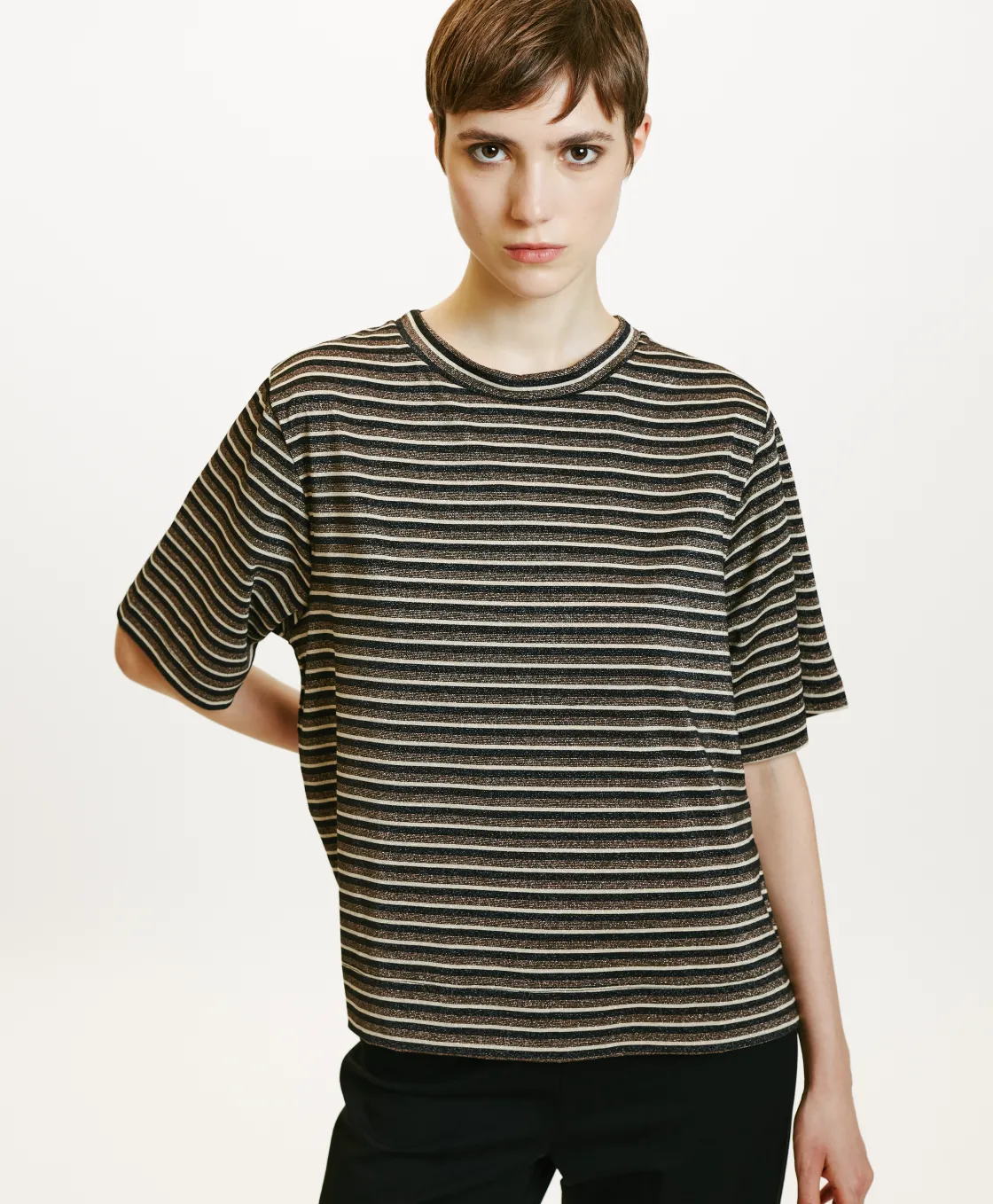 Momoni Tops Et T-Shirts*TSHIRT IORA EN JERSEY LUREX - MULTICOLORE CUIVRE MulticoloreCuivre