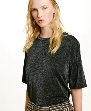 Momoni Tops Et T-Shirts*TSHIRT IORA EN JERSEY LUREX - GRIS CHARBON GrisCharbon