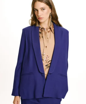 Momoni Vestes*VESTE FUSUMA EN SERGÉ DE LAINE VISCOSE - Bleu